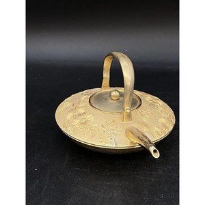 Lin-Art Ltd 24% Lead Crystal Gold Plated Japanese Teapot Floral 24KGP